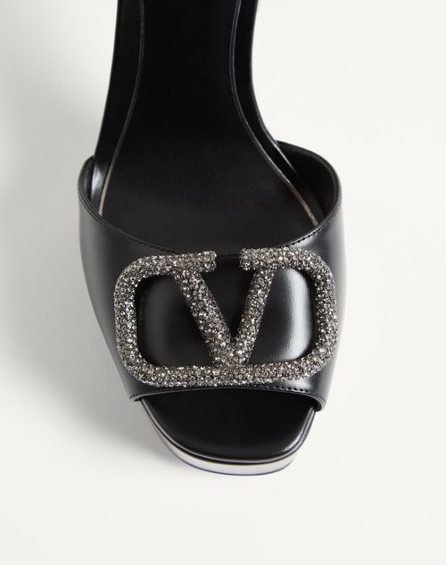 Valentino Garavani - Sandal With Vlogo Signature Platform In Calfskin 115mm - Black - Woman